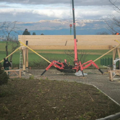 Pose ossature bois d'un carport à Saint Julien en Genevois